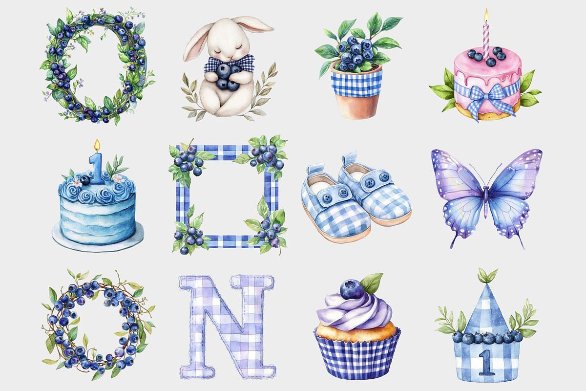 Watercolor Berry First Birthday Clip, a Seasonal Illustration by Design Market (Photo 2 of 5)