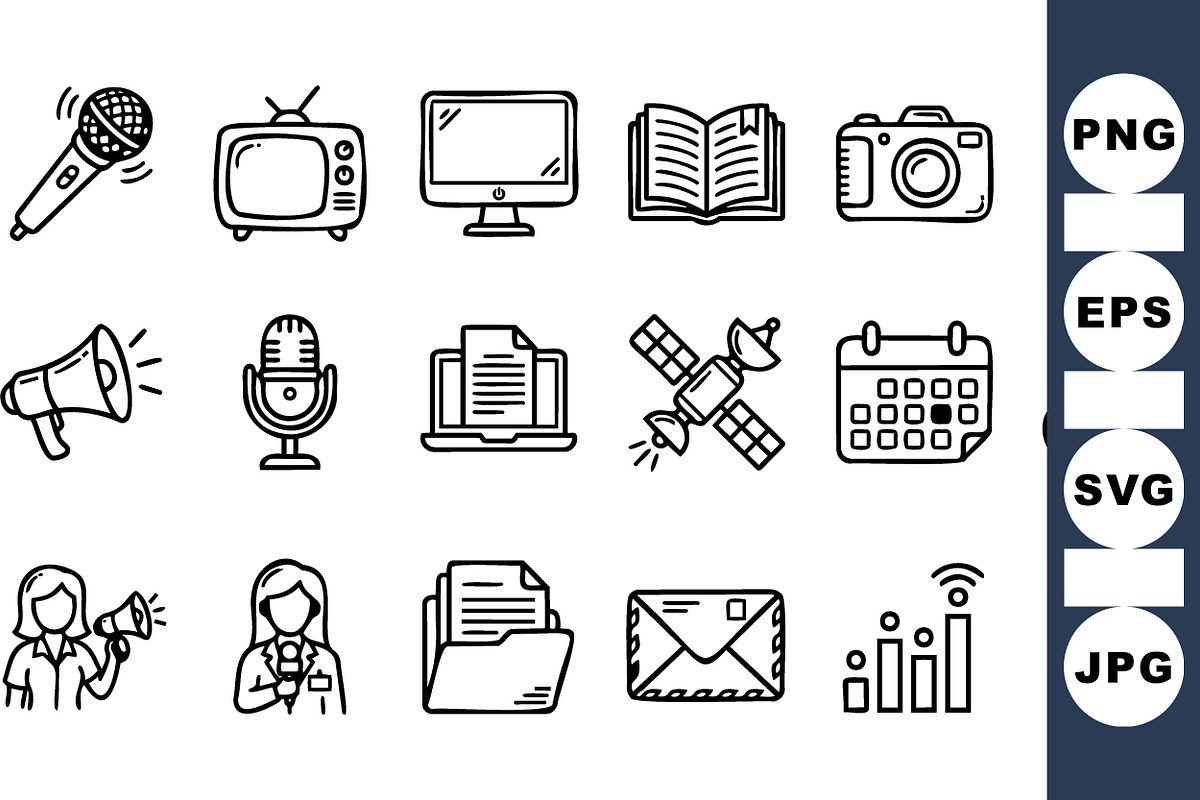 Black Media Icon Set Vector, an Illustration by designvectx (Photo 1 of 3)