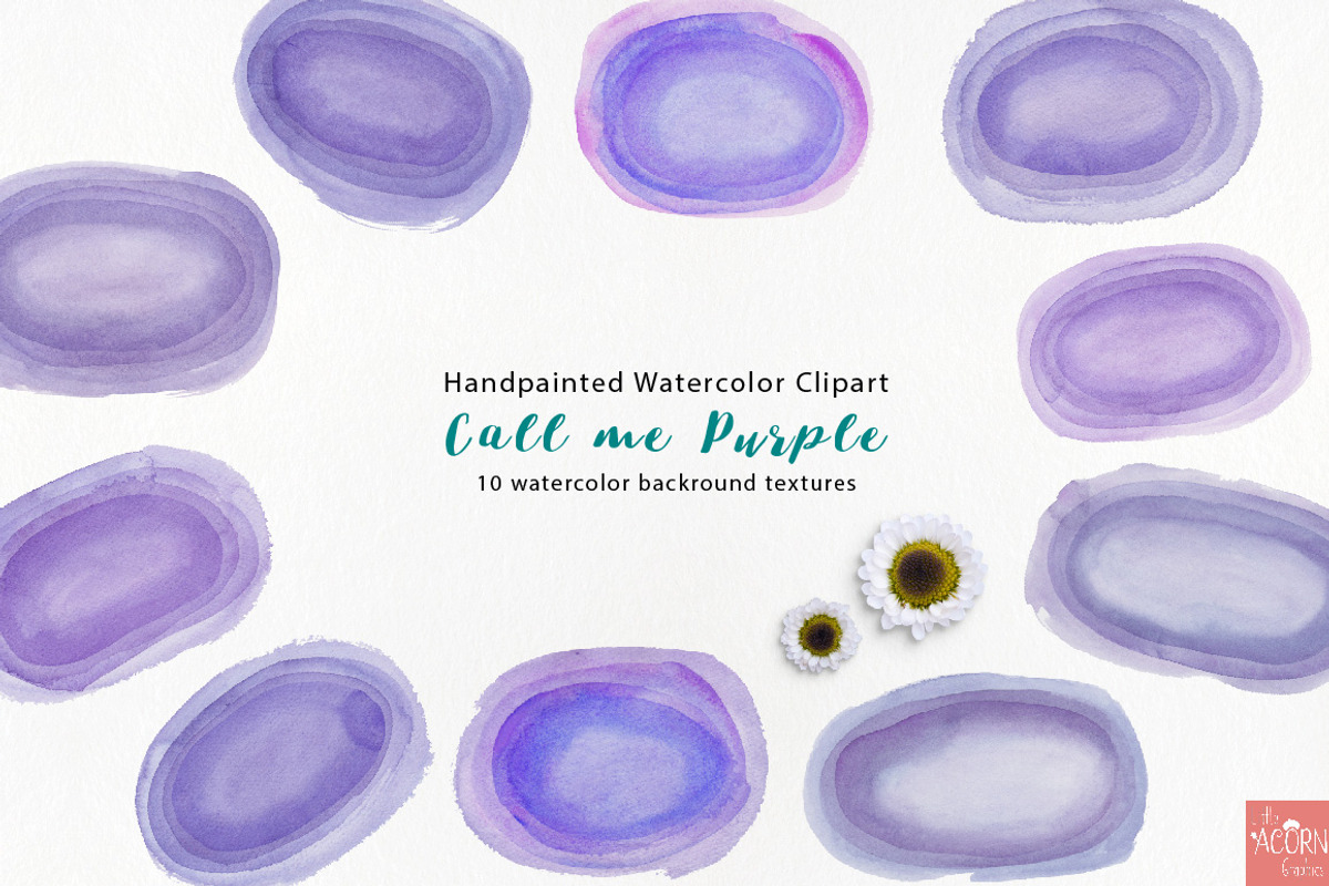 Watercolor Clipart Call me Purple, a Texture Graphic by LittleAcornGraphics (Photo 9 of 9)
