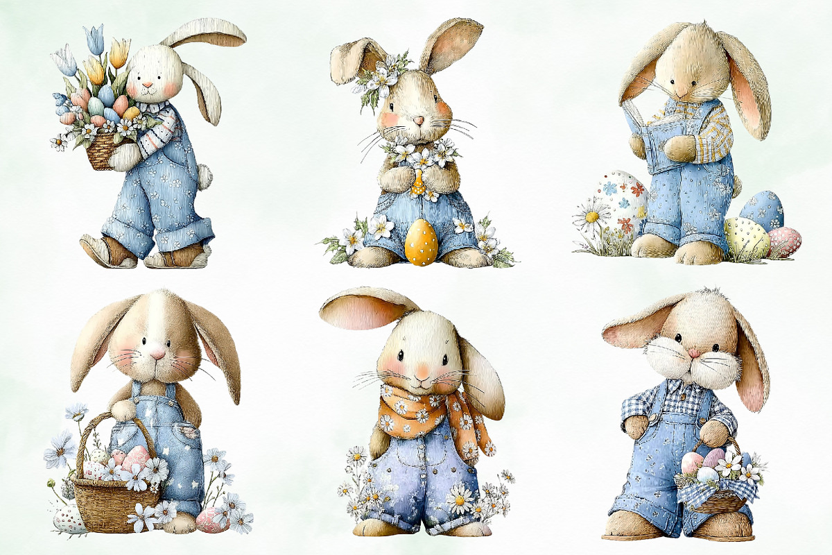Whimsical Easter Bunny PNG Clipart, an Illustration by Creative Art (Photo 2 of 8)