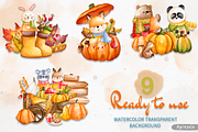 Autumn Animal Clipart, Fall Clipart, an Animal Illustration by Apixsala (Thumbnail 2 of 15)