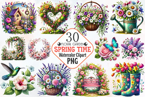 Floral Garden Spring Clipart, Spring, an Illustration by RobertsArt