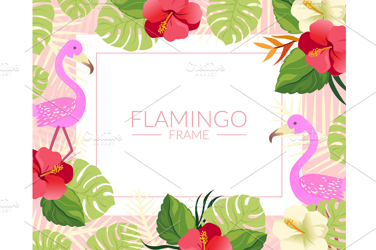 Flamingo Banner Template with Cute, an Object Illustration by TopVectors