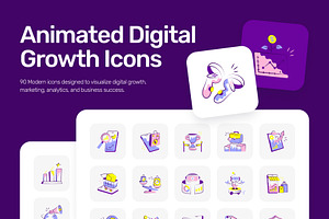 90 Animated Digital Growth Icons, a Duotone Icon by Vectors Market