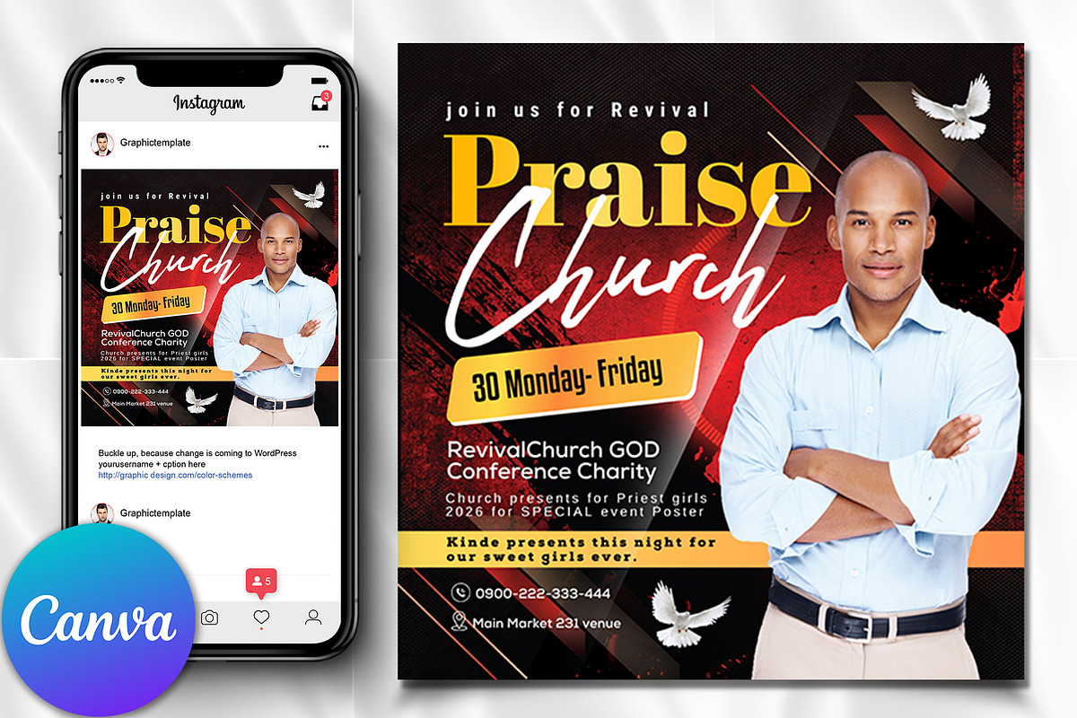 Church Praise Flyer, Canva Template, a Graphic by Design Up (Photo 1 of 3)