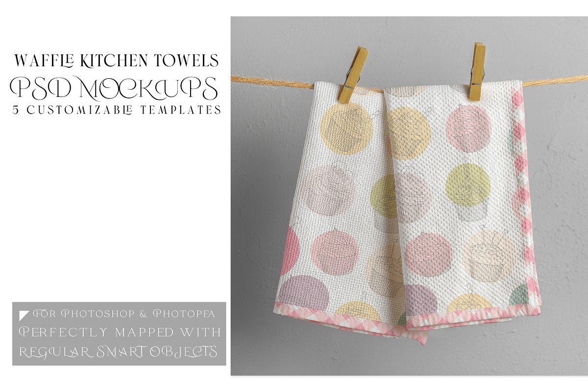 Waffle Kitchen Towels Mockups, a Product Mockup by mock-ups (Photo 1 of 15)