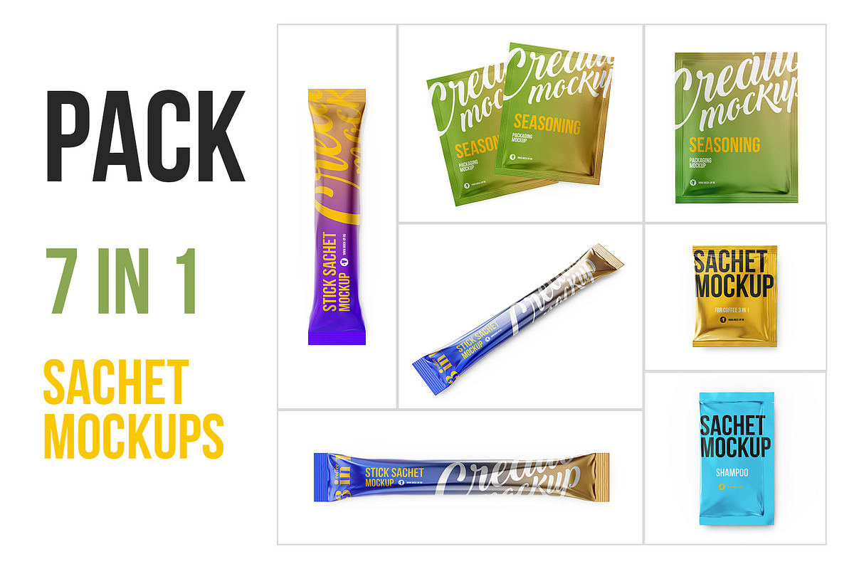Sachet Big pack. 7 in 1, a Packaging Mockup by easymock