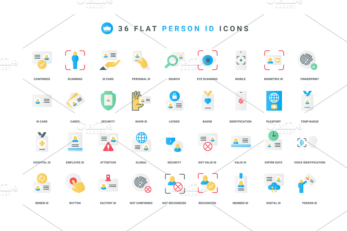 Biometric recognition person icons, an Object Illustration by Lemberg Vector