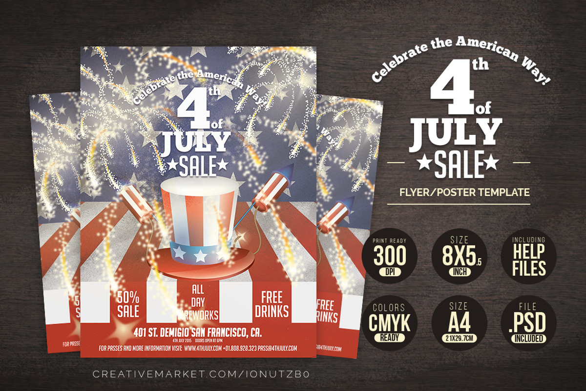 4th JULY USA Poster/Flyer Template, a Flyer Template by IB (Photo 1 of 4)