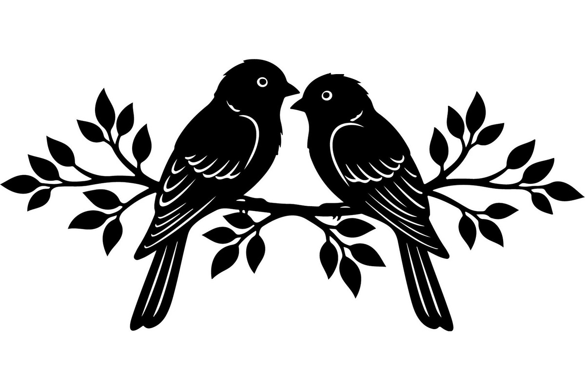 Birds on Branch Vector Collection, a Decorative Illustration by Designer_Momina (Photo 13 of 21)
