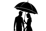 50 Couple Umbrella Silhouette Bundle, an Illustration by Designs_River (Thumbnail 22 of 51)
