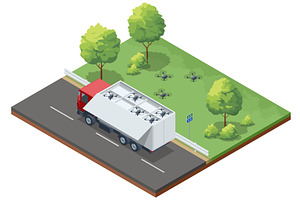 Isometric truck carrying multiple, a Transportation Illustration by Golden Sikorka