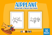 Airplane Coloring Pages for Kids, an Education Illustration by MK.CreativeHub (Thumbnail 3 of 3)
