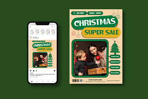 Christmas Sale Flyer, a Flyer Template by iDoodle Studio