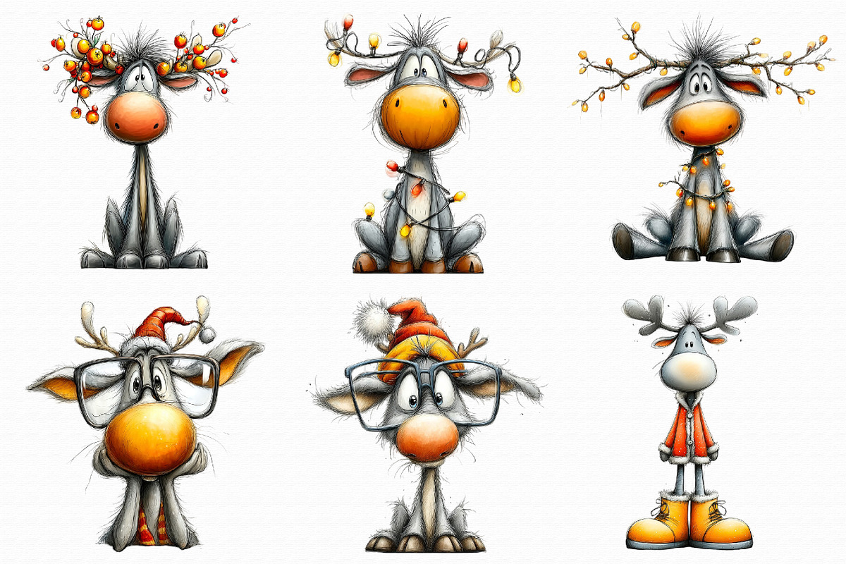Quirky Reindeer Clipart, an Illustration by Libby Wishes (Photo 2 of 7)