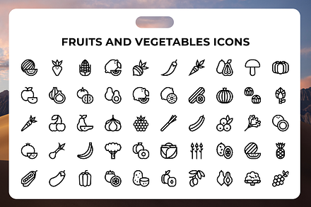Fruits And Vegetables Icons, an Icon by Wencory