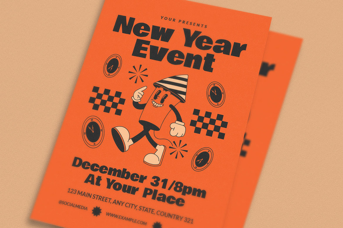 Retro Trendy New Year Event Flyer, a Flyer Template by Guuver (Photo 2 of 3)