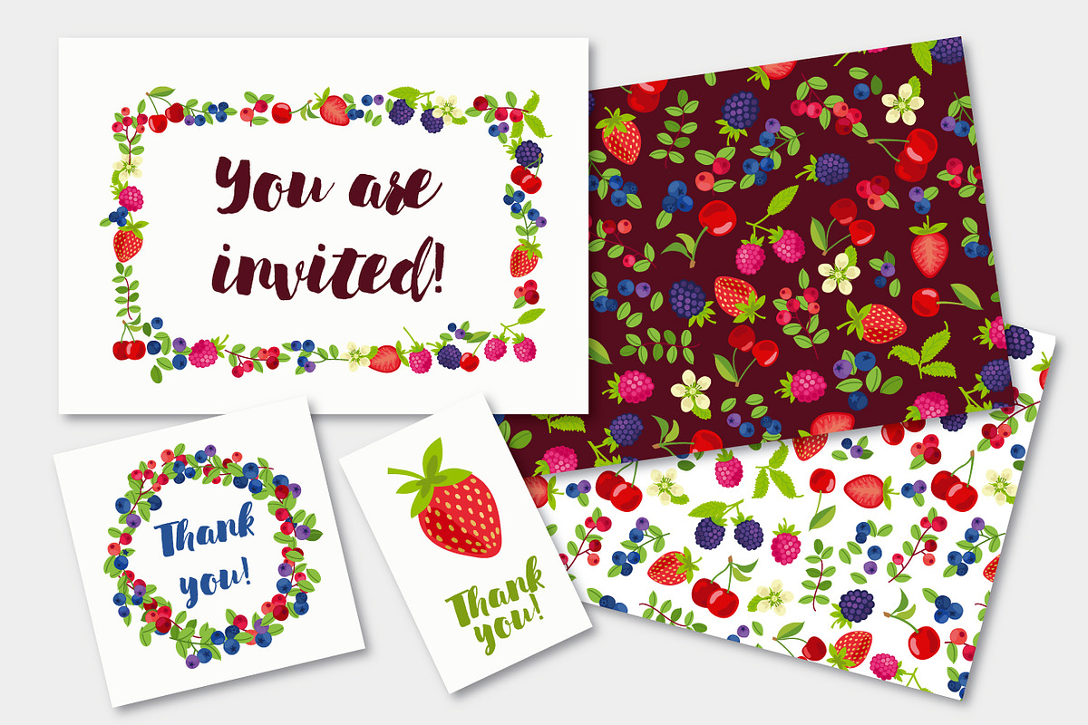 Vector berry patterns, a Decorative Illustration by martynmarin (Photo 1 of 7)