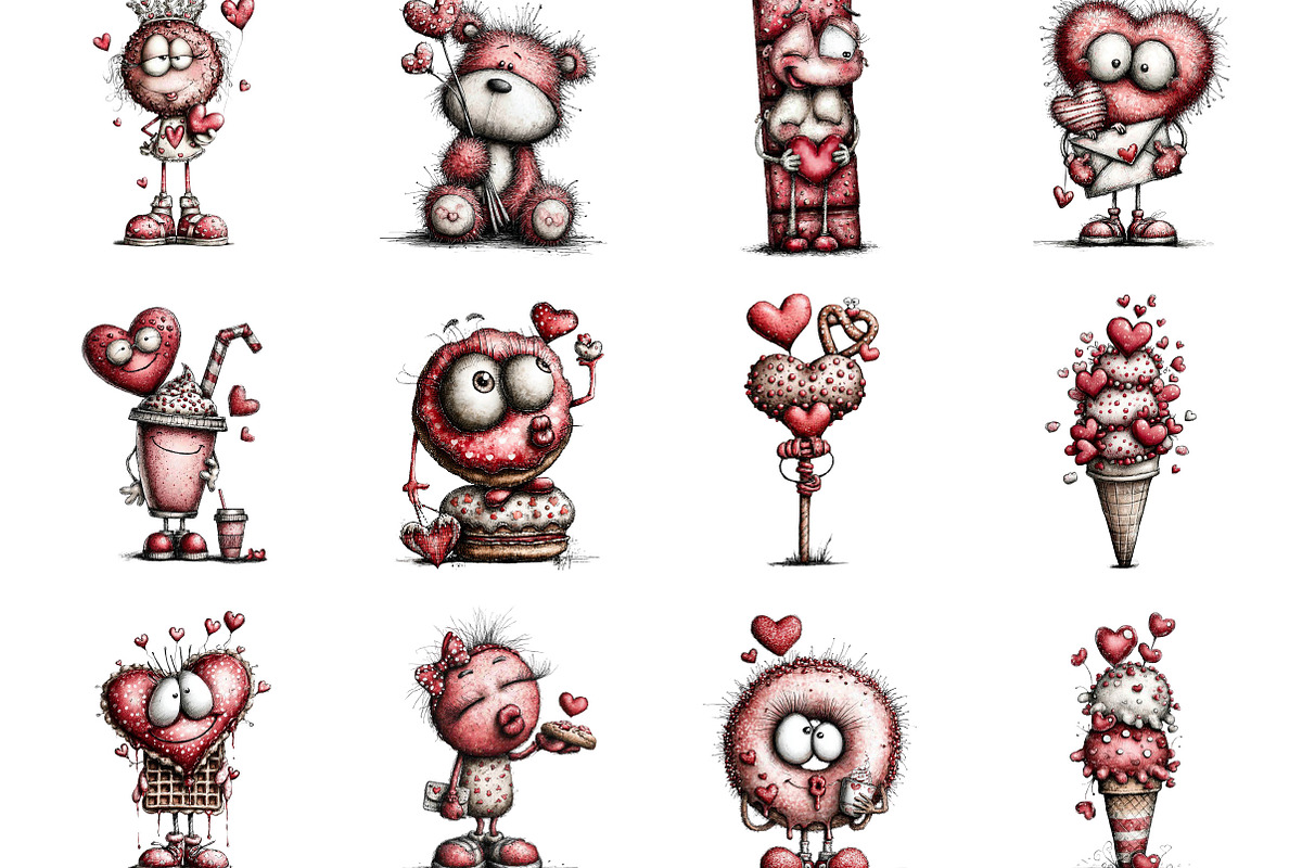 Quirky Valentines Sweets Clipart, an Illustration by Designking (Photo 3 of 5)
