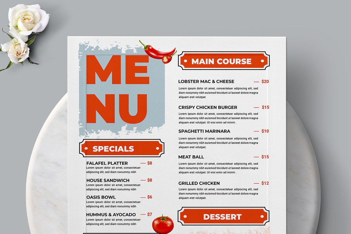 Food Menu Design Template, a Stationery Template by MightyDesign (Photo 2 of 8)