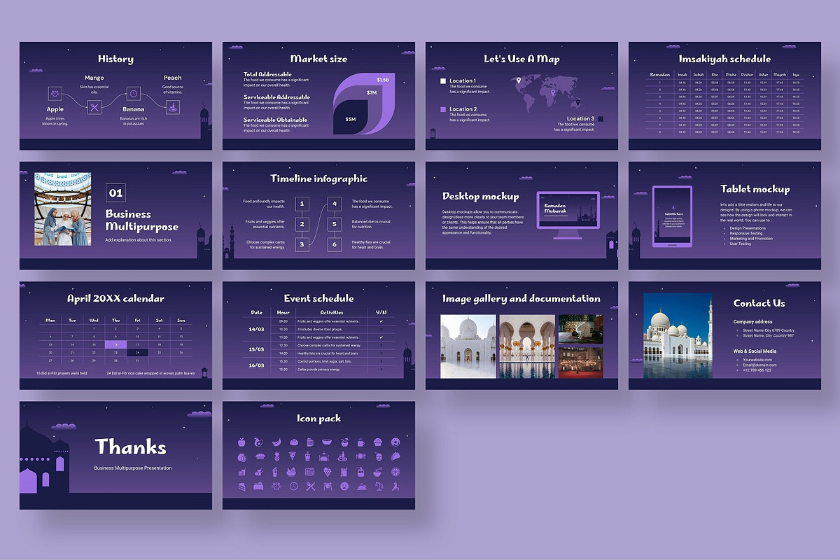 Ramadan Mubarak PowerPoint, a Presentation Template by BumbleGraph Studio (Photo 2 of 3)
