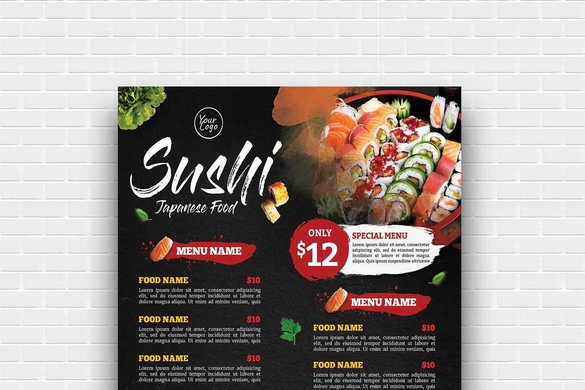 Shshi Restaurant Menu Flyer, a Flyer Template by GreenPixi (Photo 4 of 4)