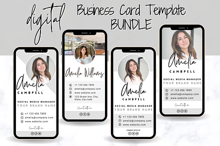 Digital Business Card BUNDLE, a Business Card Template by Templatables