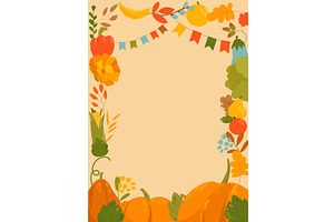 Autumn Leaves and Pumpkins Border, an Object Illustration by Maria Starus