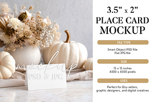 Fall Chic 3.5x2 Tent Card Mockup PSD, a Product Mockup by Bijou Bay
