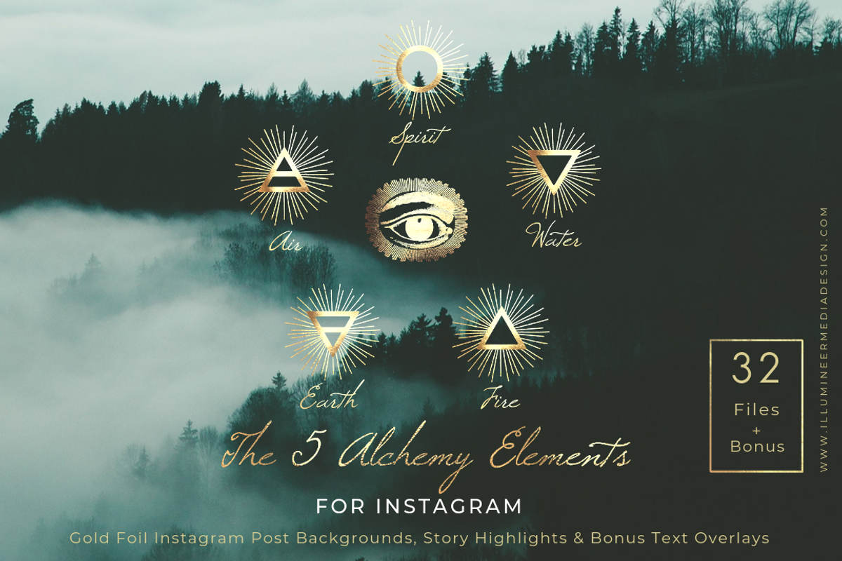 Gold Foil Alchemy Elements Instagram, an Object Graphic by Illumineer Media & Design (Photo 1 of 10)