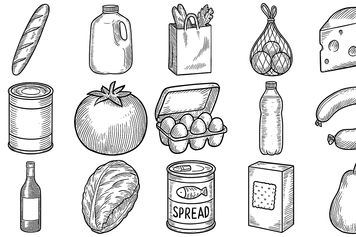 Grocery Essentials Sketch Collection, an Object Graphic by nikagraphic (Photo 1 of 3)