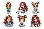 Watercolor Quirky Girl Clipart Bundl, an Illustration by Daily.Designs (Thumbnail 5 of 5)