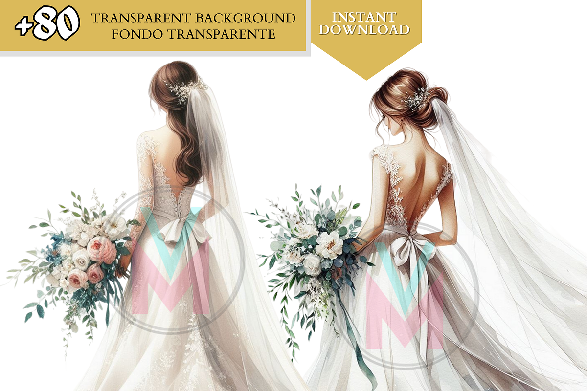 Bride watercolor Wedding from back, a Person Illustration by VM PARTYS  BY TAIRUMA (Photo 4 of 11)