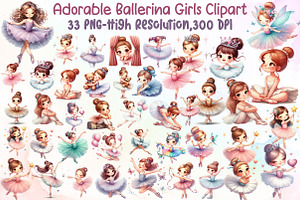 Adorable Ballerina Girls Clipart Bun, an Illustration by Sublimation Artist