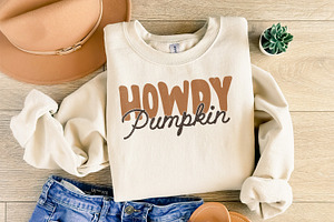 Howdy Pumpkin Western PNG, Retro