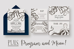 Octopus Wedding Invitation Suite, an Invitation Template by Knotted Design
