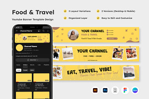 YouTube Banner for Food & Travel, a Social Media Template by twinstd