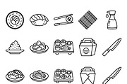 390 Sushi Restaurant Icons, an Outline Icon by adenpinkstore (Thumbnail 13 of 13)