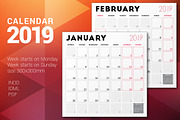 Monthly Planner 2019, a Stationery Template by AntartStock (Thumbnail 1 of 4)