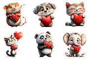 Valentine's Cute Animals Clipart, an Illustration by Dream Creation (Thumbnail 5 of 7)