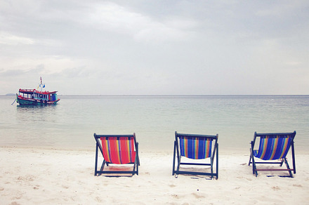 Three Deck Chairs On Beach preview 6