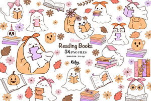 Ghost Reading Books Clipart