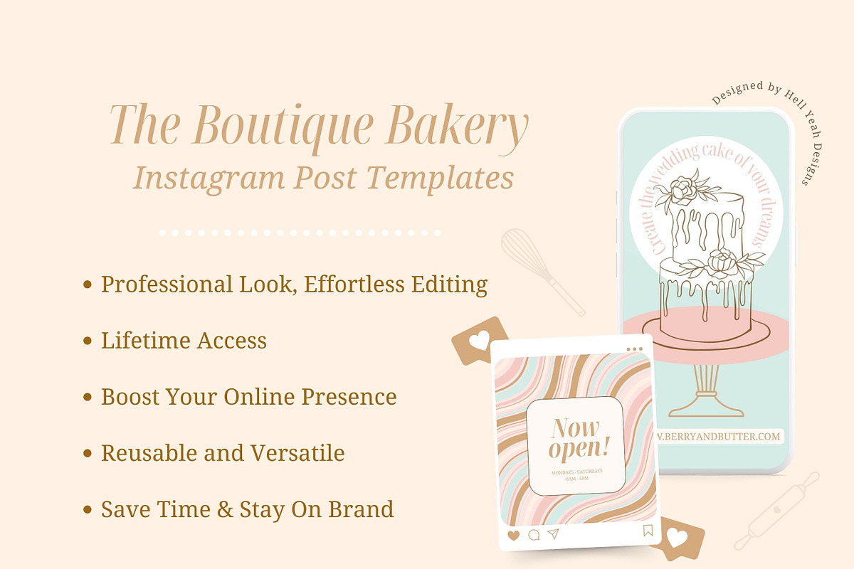 Boutique Bakery Instagram Templates, a Social Media Template by Hell Yeah Designs (Photo 8 of 12)