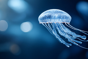 Translucent jellyfish gracefully, an Animal Photo by MistyDay