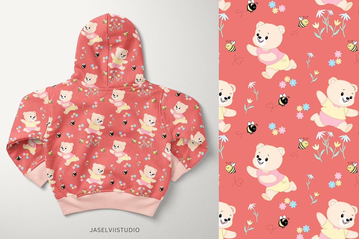 Bear Bee - Peach, a Pattern Graphic by Jaselvii Studio (Photo 3 of 6)
