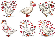 Watercolor Goose Valentine Clipart, an Illustration by CraftArtStudio (Thumbnail 4 of 6)