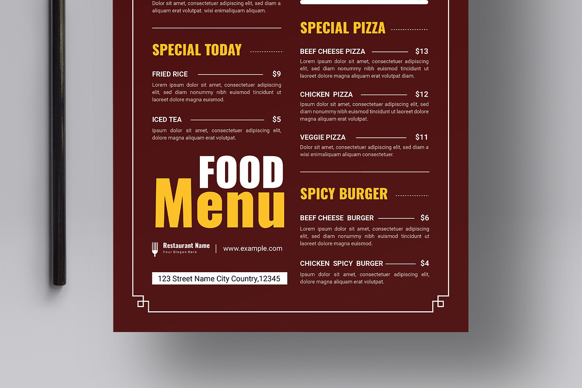 Modern Restaurant Food Menu Poster, a Flyer Template by MightyDesign (Photo 5 of 8)
