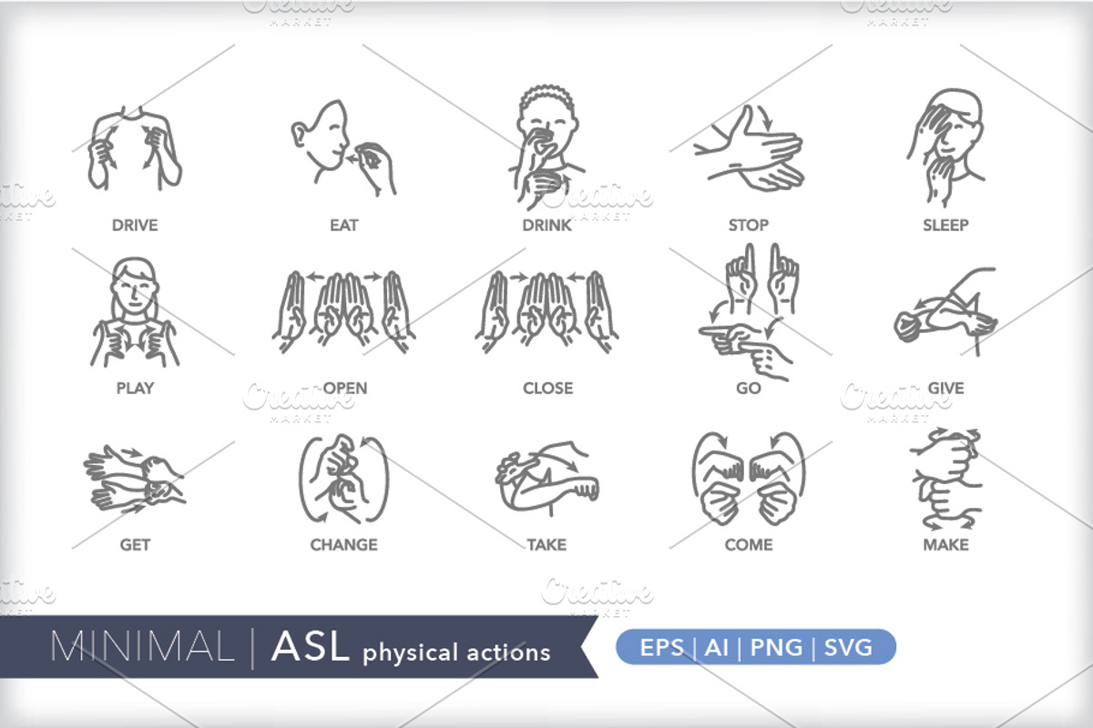 Minimal American Sign Language (ASL), an Outline Icon by Picture Window (Photo 9 of 26)