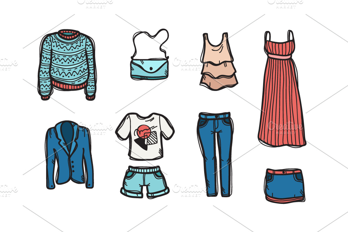 8 Doodle Icons. Women Clothes #2, an Outline Icon by Trapezoid (Photo 2 of 2)
