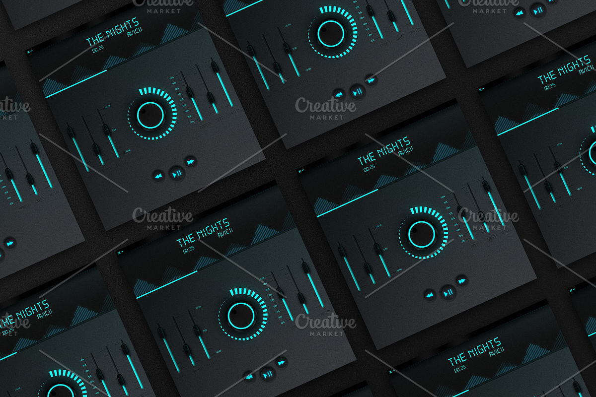 Dark audio player interface, an UI Kit Template by Remon Michel (Photo 3 of 3)
